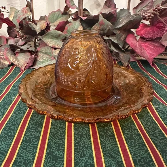 Tiara Amber Glass Candle Holder Set - Picture 5 of 6